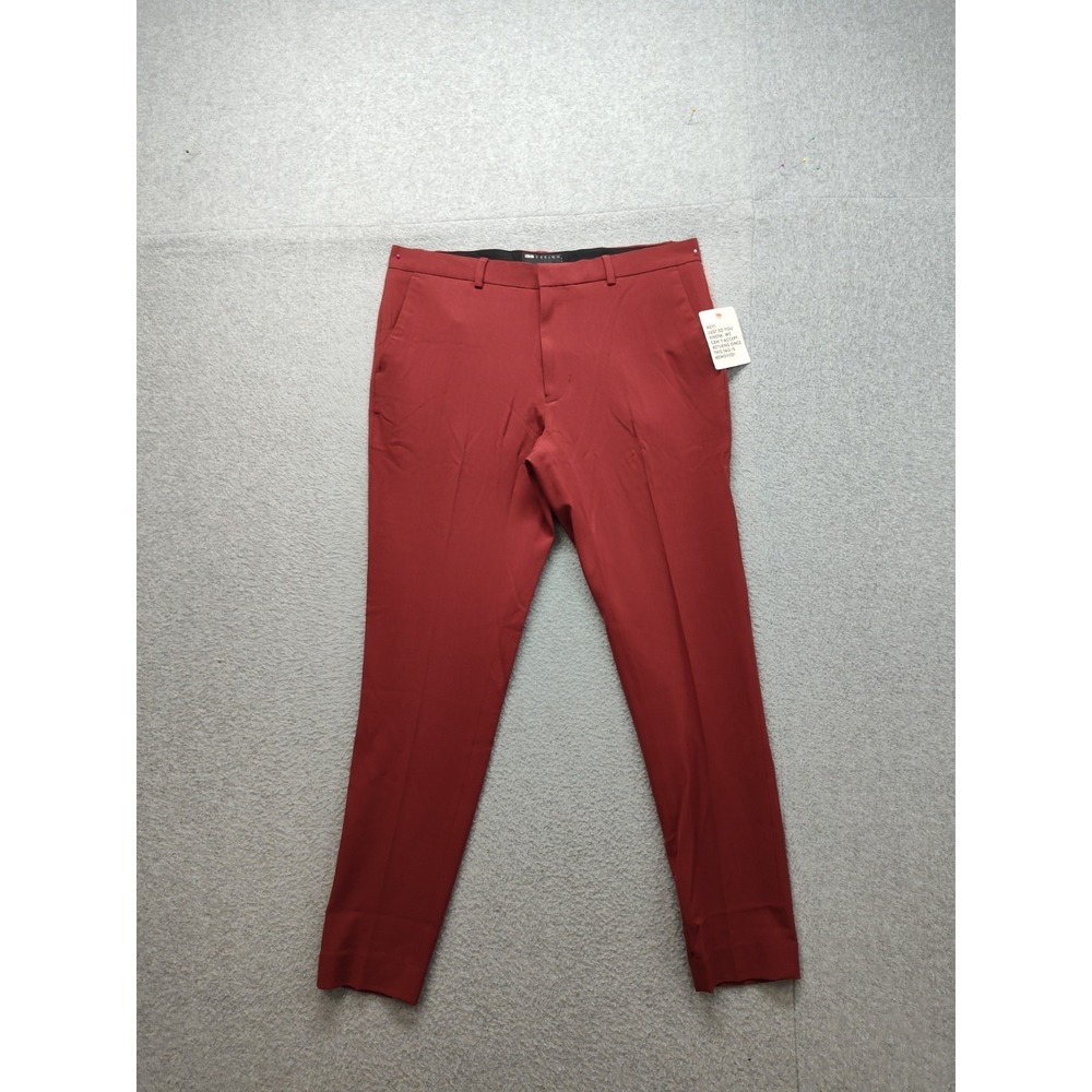 ASOS Women Dress Pant 34X30 Maroon High Waist Regular Fit Chino‎ Stretch Formal
